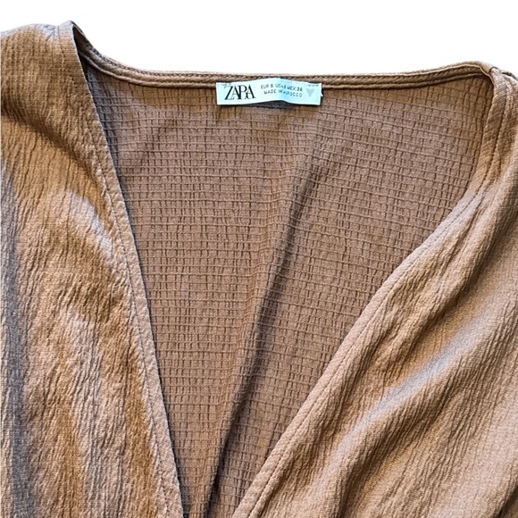Zara Vneck Stetch Brown Crop Top - Picture 4 of 5
